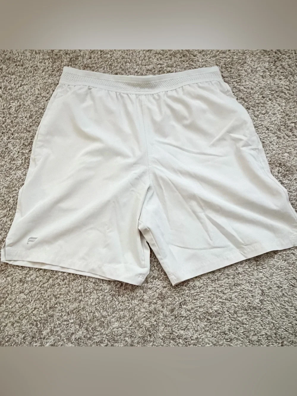 Fabletics Men Fundamental Athletic Workout Shorts S Ivory White Lined Perforated